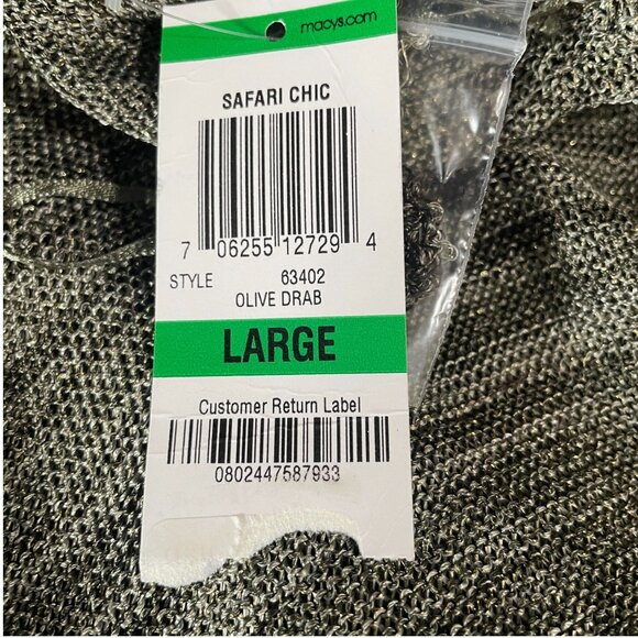 INC Metallic Knit Drape Neck Tank Olive Green Sparkle Sleeveless Top Large - Picture 4 of 12